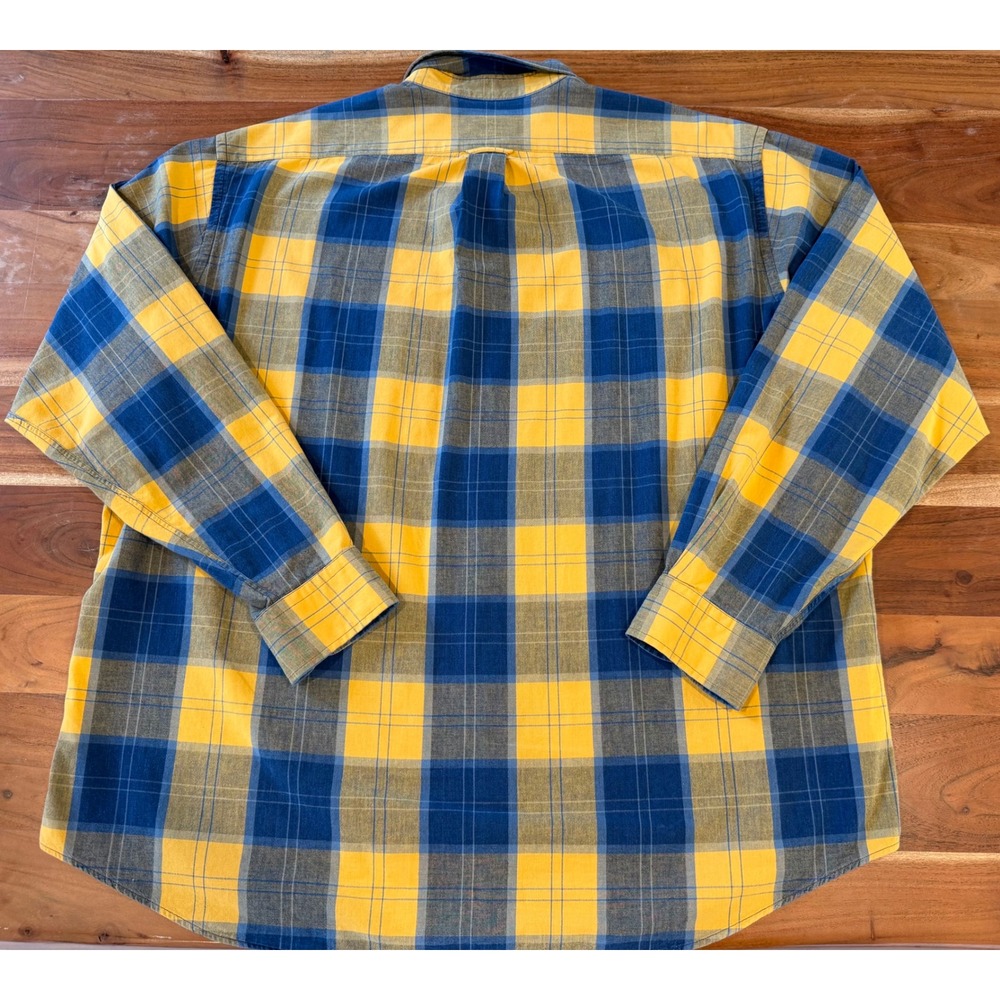 Daniel Cremieux Sport Mens XXL Plaid Button Down Shirt Yellow Blue Cotton L/S - Picture 8 of 8